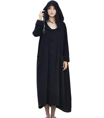 Amazon.com: CORETIC Women's Long Trench Coat Cotton Linen Hoodie